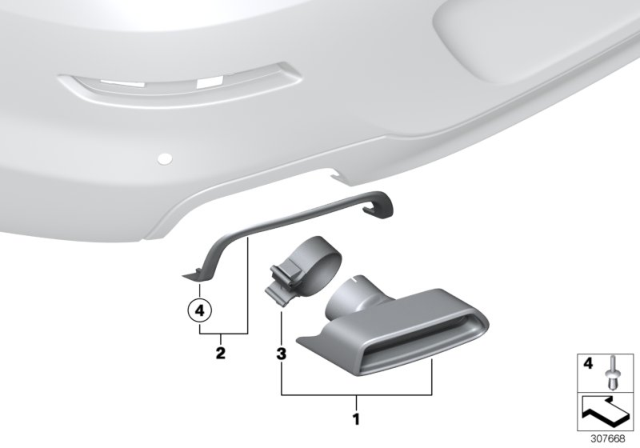 2013 BMW 535i Tailpipe Trim Diagram