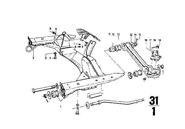 1970 BMW 1602 Front Axle Support Diagram