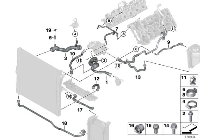 2011 BMW X6 Cooling System - Water Hoses Diagram 1