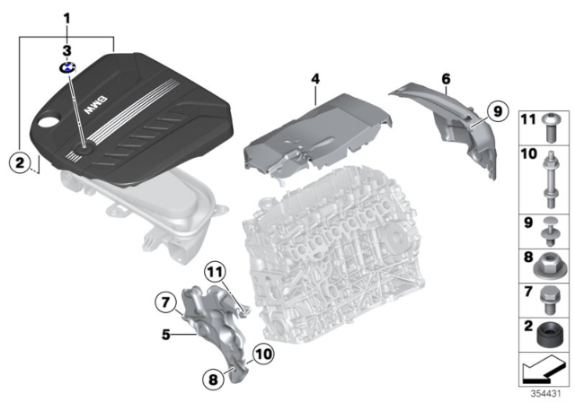 2016 BMW X5 Acoustic Cover Front Diagram for 11148518203