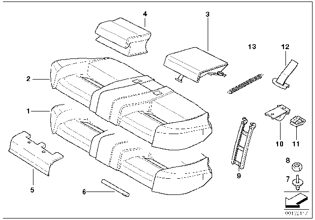 2002 BMW 540i Seat, Rear, Cushion & Cover Diagram 2