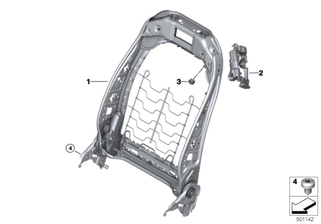 2020 BMW M8 Seat, Front, Backrest Frame Diagram