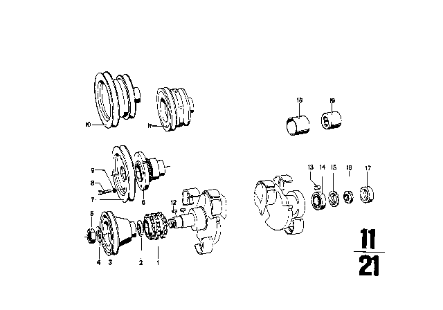 1974 BMW 2002tii Crankshaft Attaching Parts Diagram