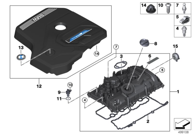 2020 BMW X3 Cylinder Head Cover / Mounting Parts Diagram