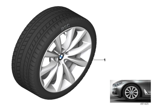2020 BMW 840i Winter Wheel With Tire V-Spoke Diagram