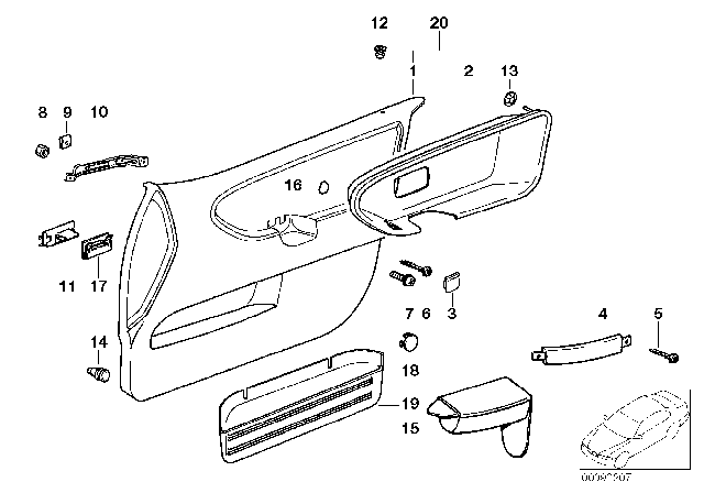 1995 BMW 318i Door Trim Panel Diagram 1