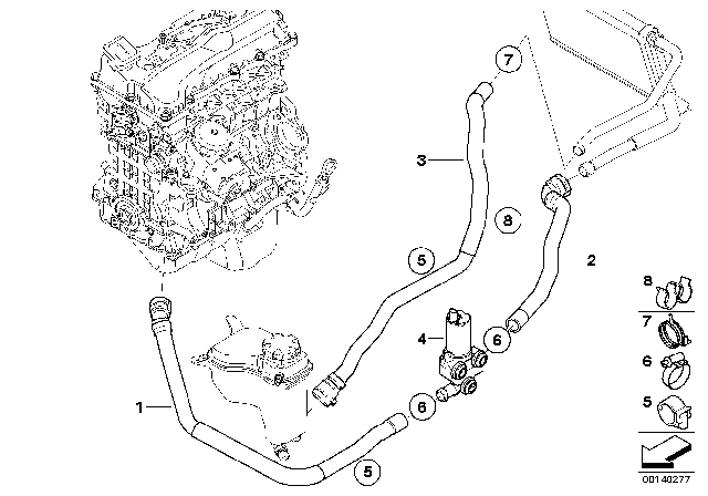 2006 BMW 330i Additional Water Pump / Water Hose Diagram