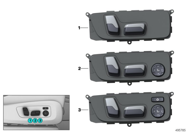 2020 BMW 840i xDrive Gran Coupe Switch, Seat Adjustment Diagram 2