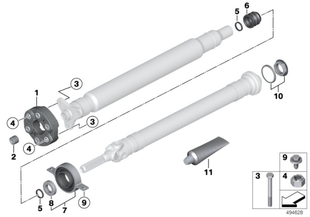 2020 BMW 740i Sedan(G12) Flexible Discs / Centre Mount / Insert Nut Diagram