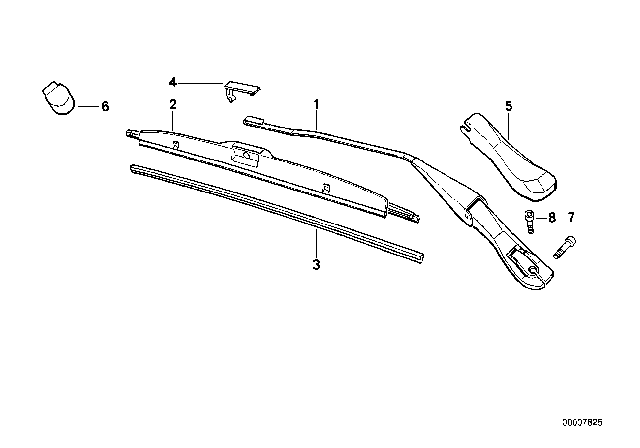 1988 BMW 735i Single Components For Wiper Arm Diagram