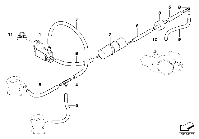 2000 BMW 750iL Air Pump For Vacuum Control Diagram