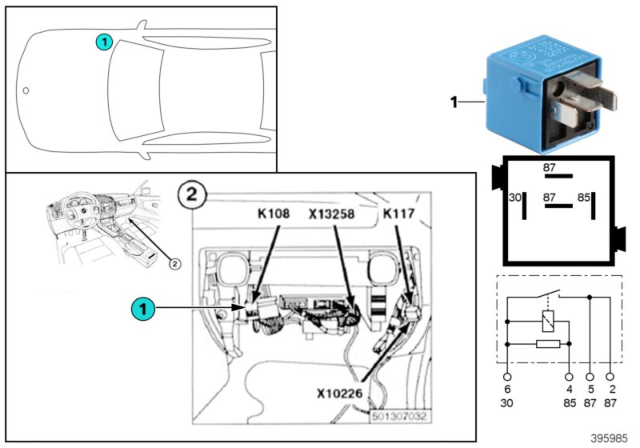 1998 BMW 318i Relay, Emergency Power Siren Diagram