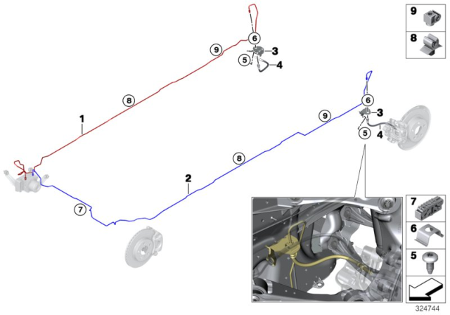 2016 BMW i3 Brake Pipe, Rear Diagram