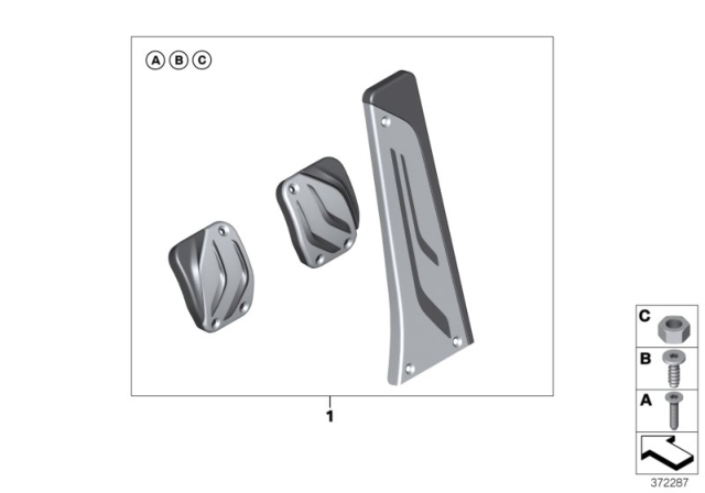 2015 BMW i3 High-Grade Steel Pedal Covers Diagram