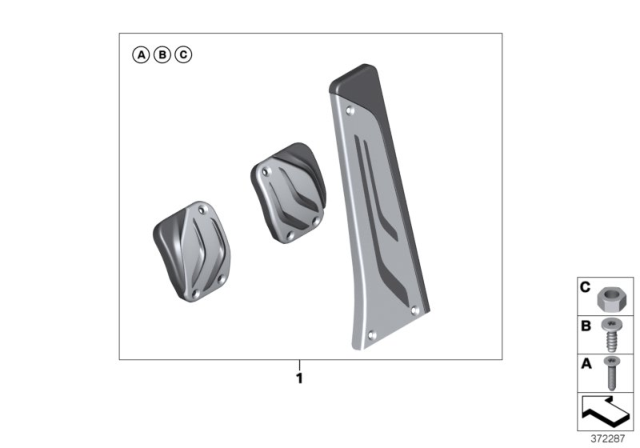 2019 BMW i3s High-Grade Steel Pedal Covers Diagram