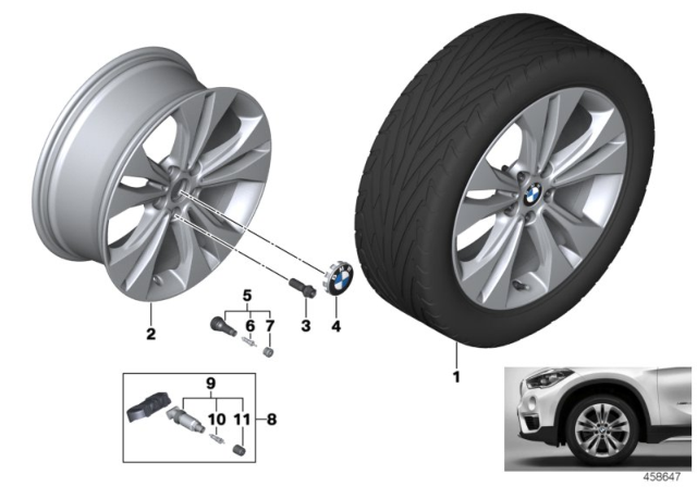 2016 BMW X1 Light Alloy Disc Wheel Reflexsilber Diagram for 36116881443