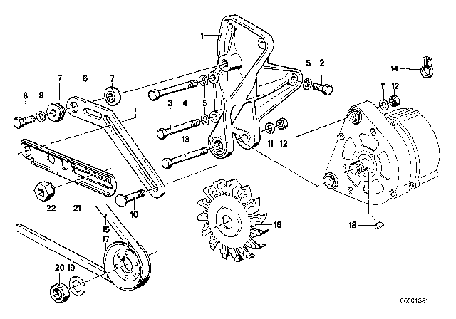 1983 BMW 320i Fan Belt Diagram for 12311268697