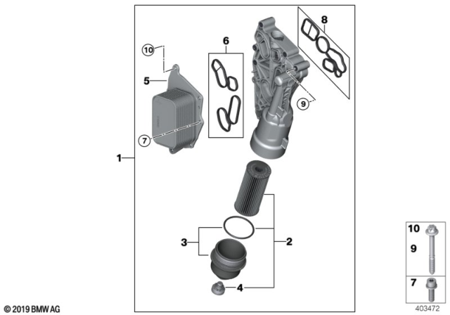 2018 BMW X1 Lubrication System - Oil Filter, Heat Exchanger Diagram
