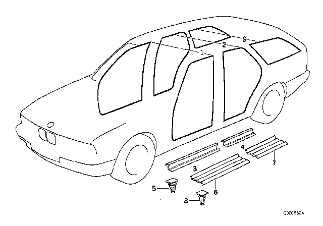 1994 BMW 530i Sill Strip Front Diagram for 51478137306