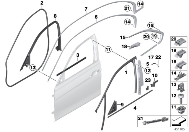 2015 BMW 328i xDrive Trims And Seals, Door Diagram 1