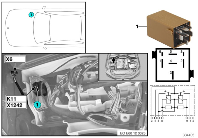 2007 BMW 550i Relay, Windscreen Wipers Diagram