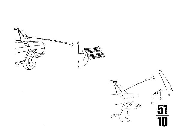 1969 BMW 2800 Mouldings Diagram 4