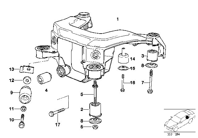 1993 BMW 325i Rear Axle Carrier Diagram