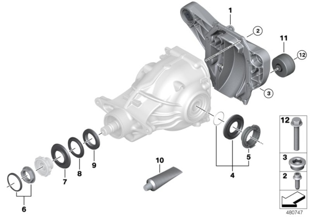 2020 BMW 840i Rear Axle Differential Separate Components Diagram 2