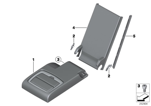 2014 BMW X3 Rear Seat Centre Armrest Diagram