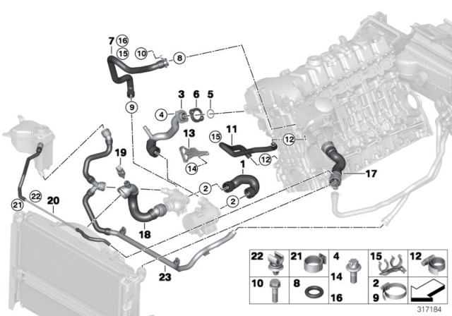 2011 BMW 128i Cooling System Coolant Hoses Diagram 1