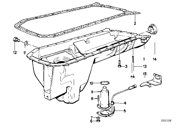 1990 BMW 735iL Oil Pan / Oil Level Indicator Diagram