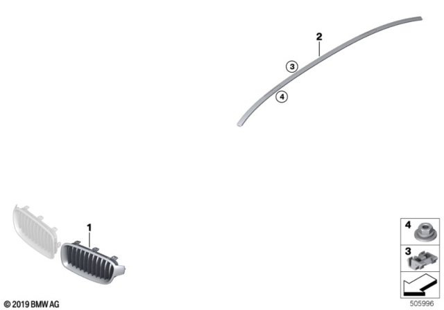 2015 BMW 328i Exterior Trim / Grille Diagram