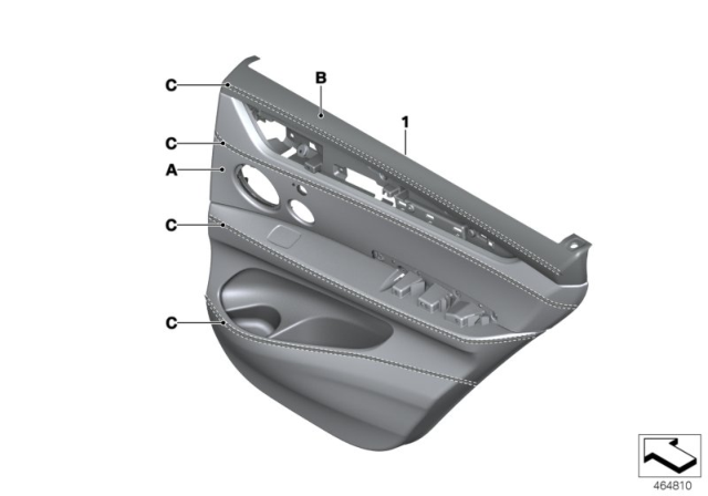 2015 BMW X6 M DOOR LINING LEATHER REAR LEF Diagram for 51427990375