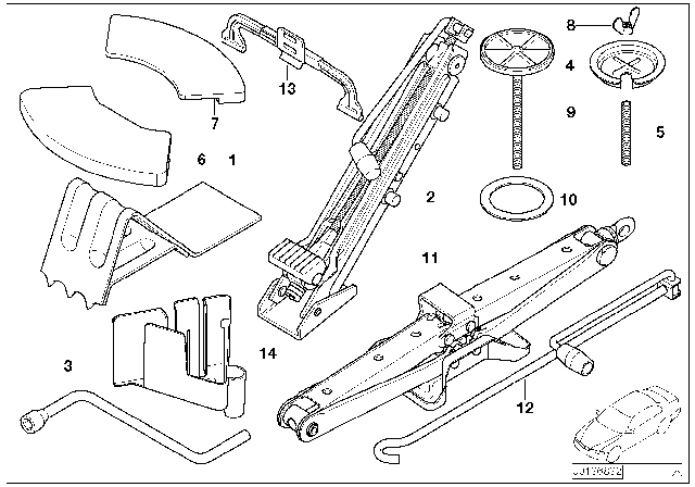 2001 BMW X5 Base, Emergency Wheel Diagram for 71116750762