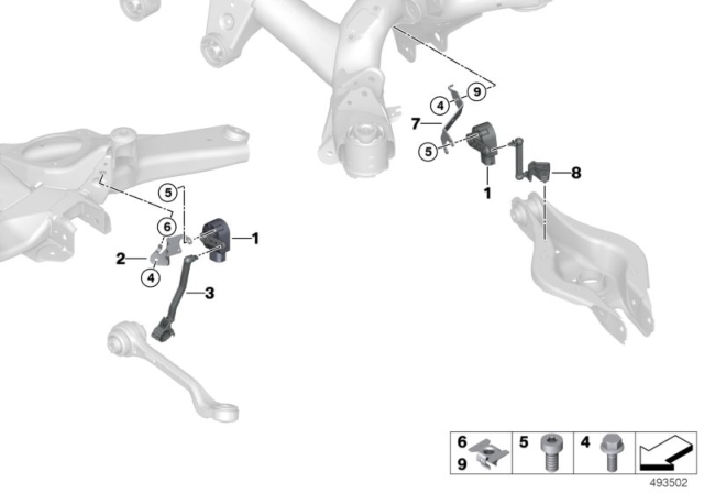 2020 BMW 330i xDrive Headlight Vertical Aim Control Sensor Diagram