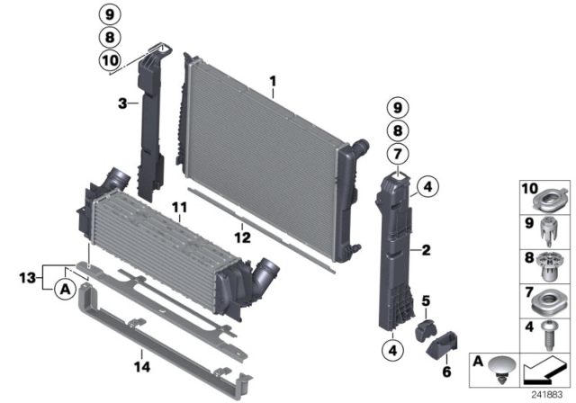 2012 BMW X3 Mounting Parts For Radiator Diagram