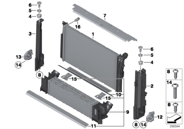 2012 BMW 328i Radiator Mounting Parts Diagram