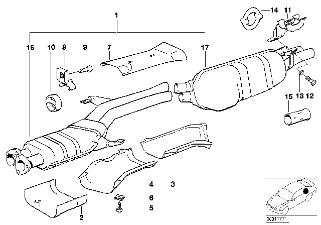 1987 BMW 535i Grass Fire Protection Shield Diagram for 18221178221