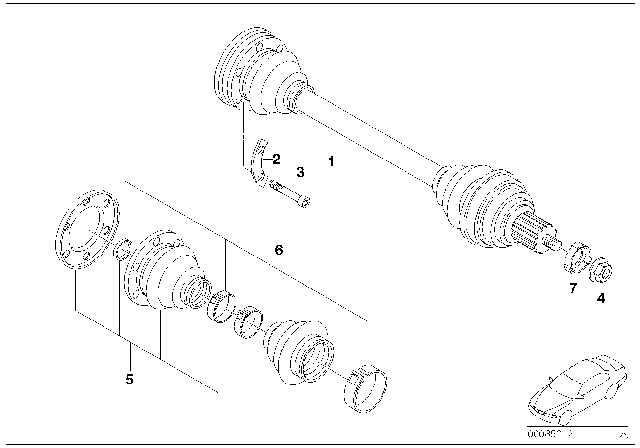 1991 BMW 325i Output Shaft Diagram