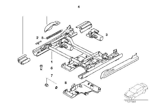 1999 BMW 540i Front Seat Rail Diagram 3