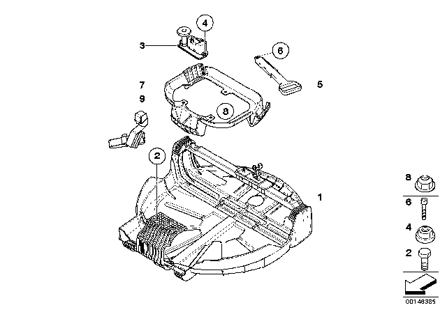 2009 BMW X3 Space Saver Spare Tire Cup Diagram