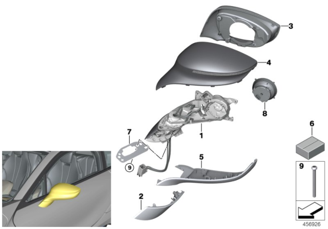 2015 BMW i8 Outside Mirror Diagram