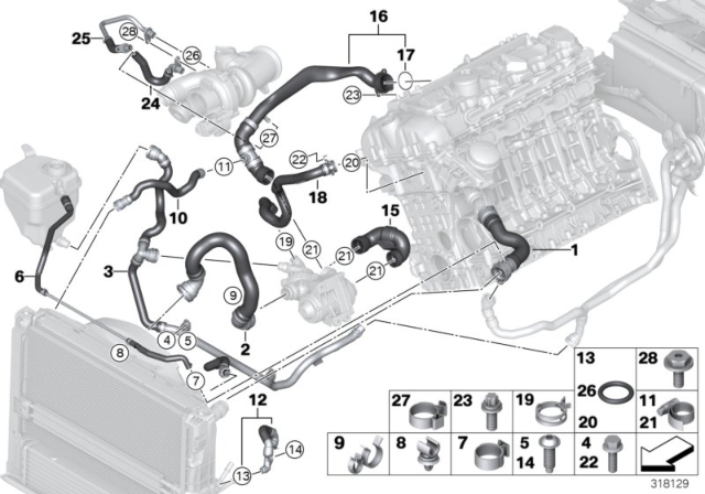 2012 BMW 135i Cooling System Coolant Hoses Diagram 2