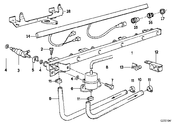 1990 BMW 525i Valves / Pipes Of Fuel Injection System Diagram