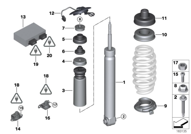 2011 BMW M3 Rear Shock Absorber Diagram for 33522284315