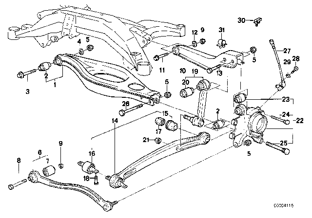 1995 BMW 850Ci Rear Axle Support / Wheel Suspension Diagram