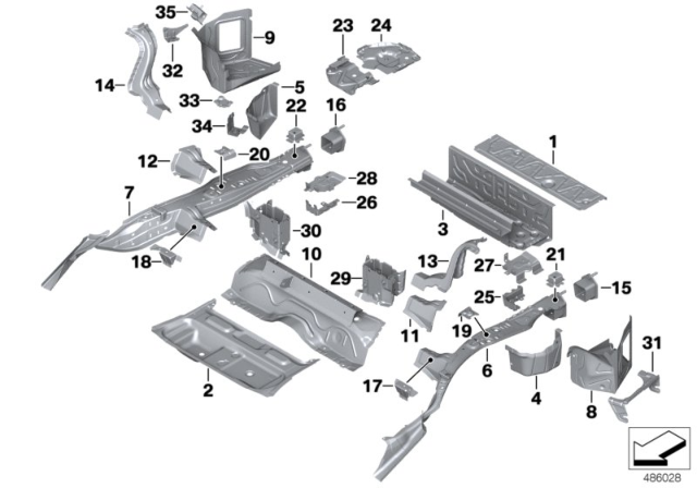 2015 BMW 428i Mounting Parts For Trunk Floor Panel Diagram
