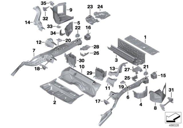 2012 BMW 328i Mounting Parts For Trunk Floor Panel Diagram