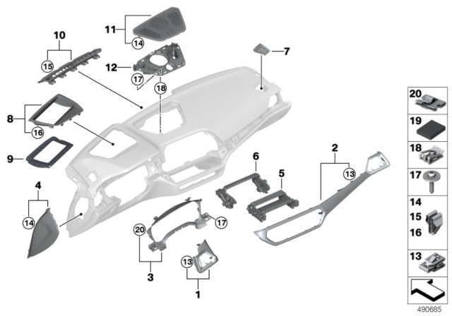 2020 BMW 330i TRIM I-PANEL ASH BURL FRONT Diagram for 51456811457