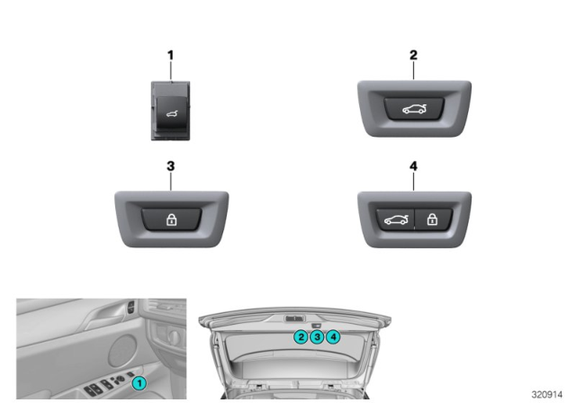 2016 BMW X6 Switch, Tailgate Activation Diagram